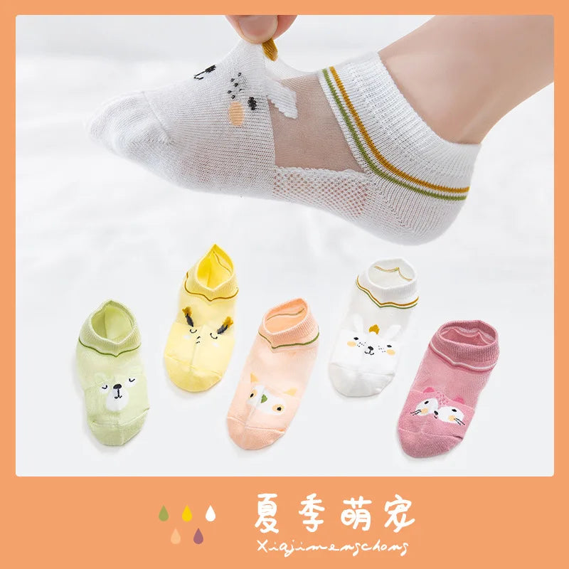 Kids Ultrathin Mesh Boat Socks – 5 Pairs, Ages 0-5Y