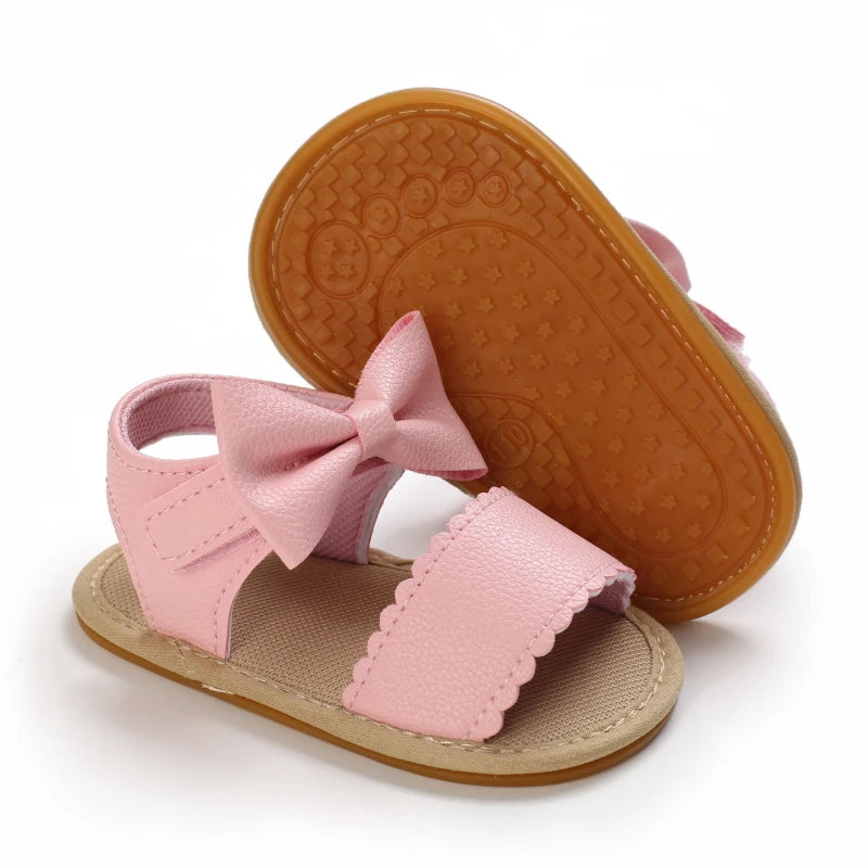 Baby Girl Summer Sandals 0-18 Months Cute Bow Rubber Sole First Walker Casual Comfortable Newborn Sneakers