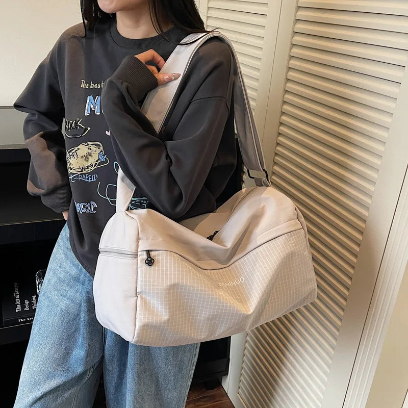 Large Capacity Travel Tote Bags for Women Solid Color Shoulder Messenger Bag Sports Yoga Satchels Fashion Woman Handbag