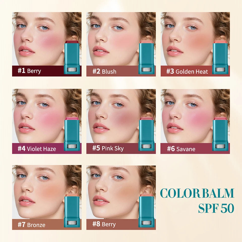 Sunscreen SPF 50 Blush Stick Long-Lasting Waterproof Tinted Blush for Glowing Cheeks Sun Protection & Natural Flush Face Makeup
