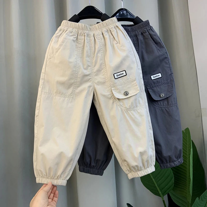 New Spring Autumn Fashion Boys Pants Loose And Comfortable Design Sport Overalls Cargo Trousers For 2-10 Years Old Kids