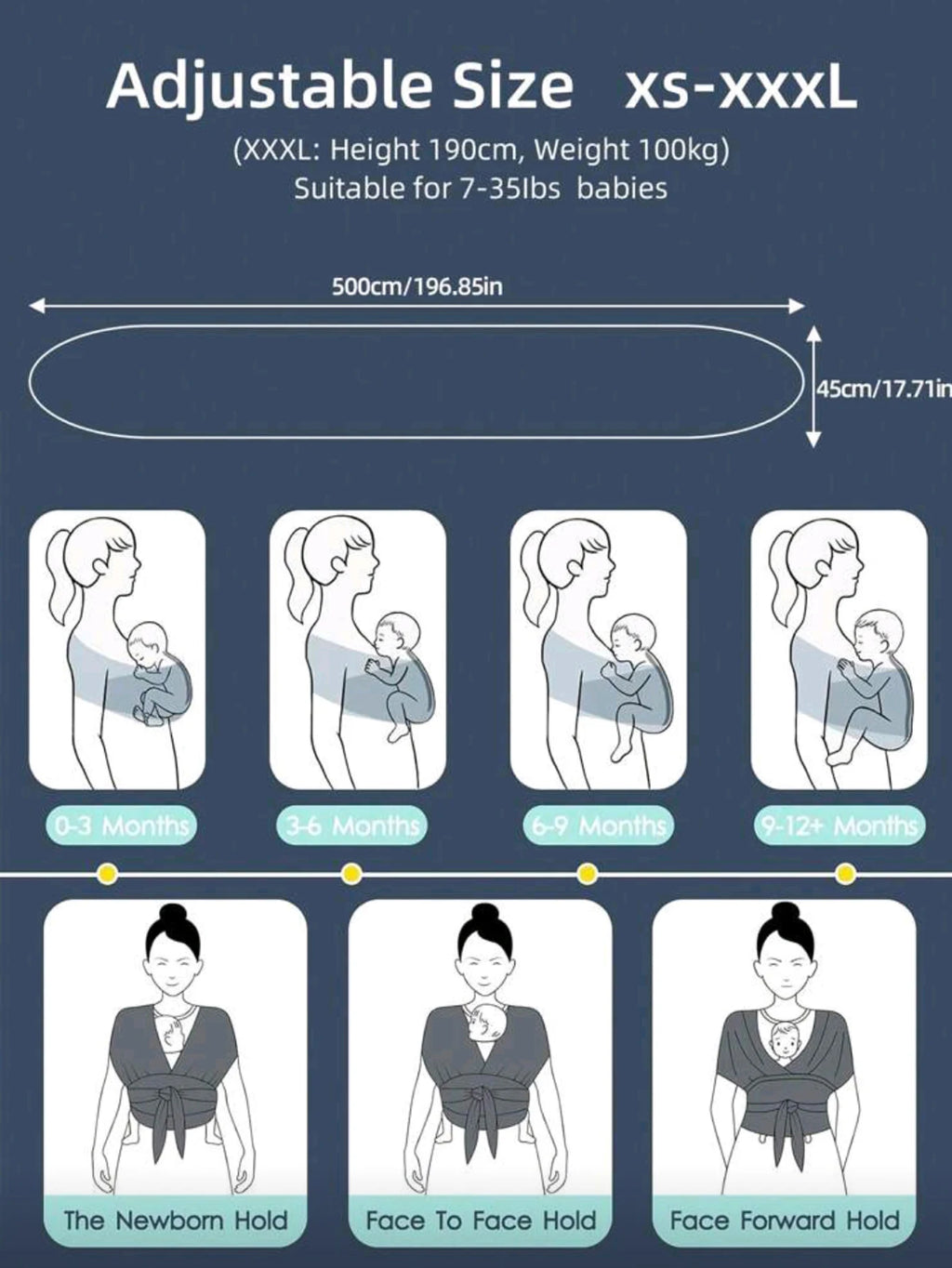 Baby Carrier Front-Carrying Multi-Functional Sleeping, Breastfeeding, Outing Device to Free Hands Knitted Fabric