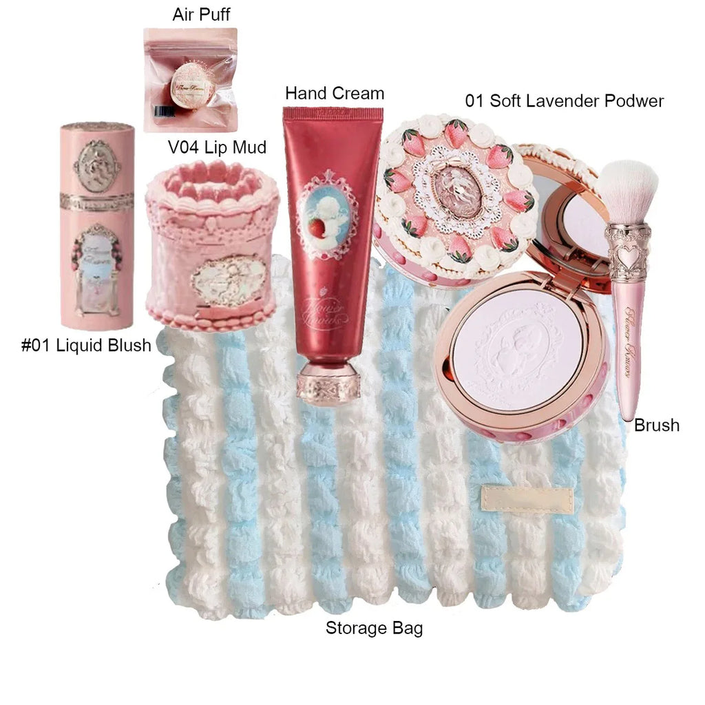 Flower Knows Strawberry Cupid Collection Makeup Kit Full Professional Face Palette Blush Eyeshadow Lip Cream Solid Perfume Sets
