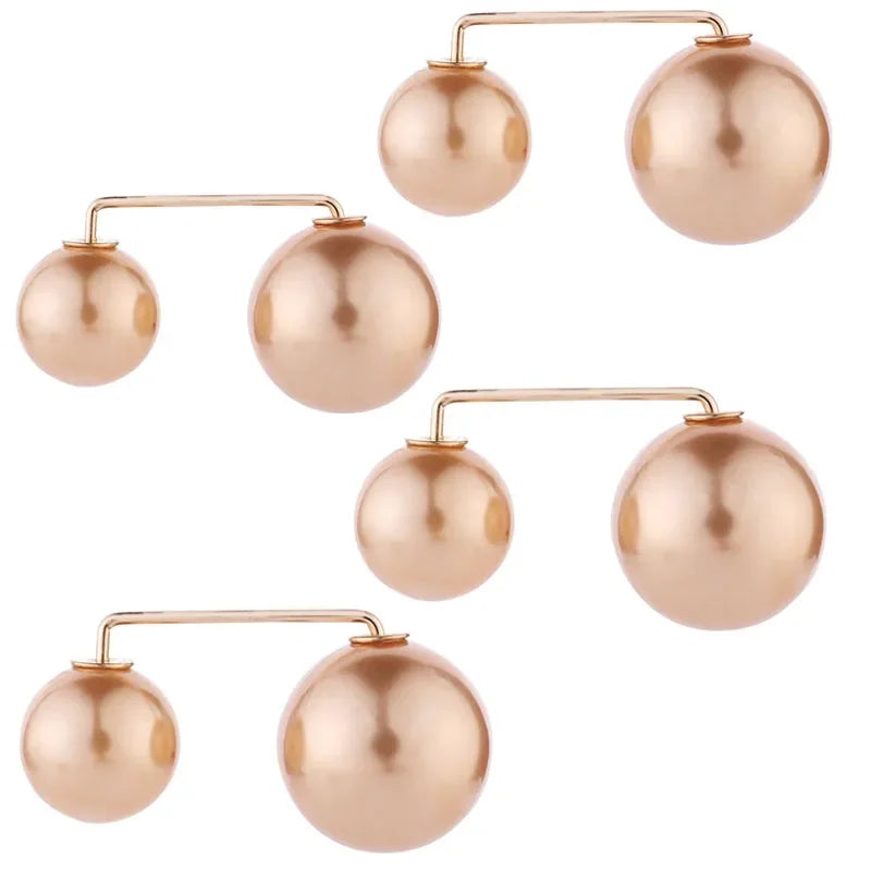 4-Piece Pearl Waistband Tightening Brooch Set - Alloy Lapel Pins