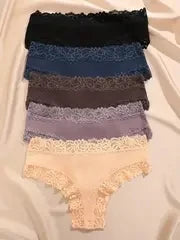 Women's Cotton Panties 5Pcs Set Floral Lace Patchwork Soft Breathable Comfort Underwear For Women Lingerie