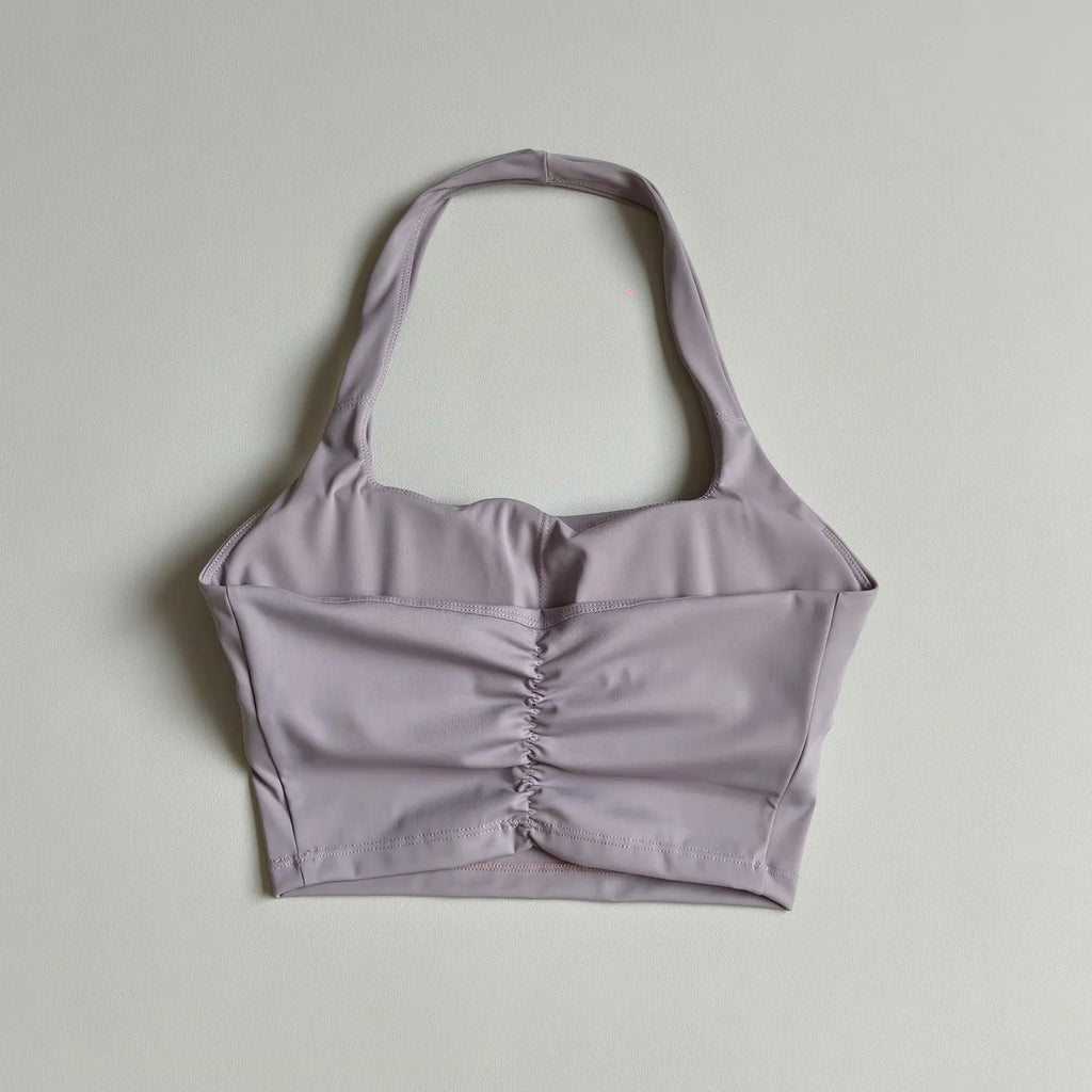 Women's Halter Neck Yoga Vest with Chest Pad Quick-Drying Breathable Sports Bra for Gym Fitness Pilates Running Training