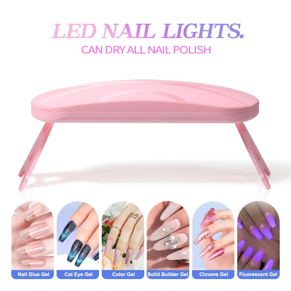 LULAA Foldable Mini UV LED Nail Lamp Portable Gel Light Mouse Shape Pocket Size Nail Dryer for All Gel Polish and Home Salon