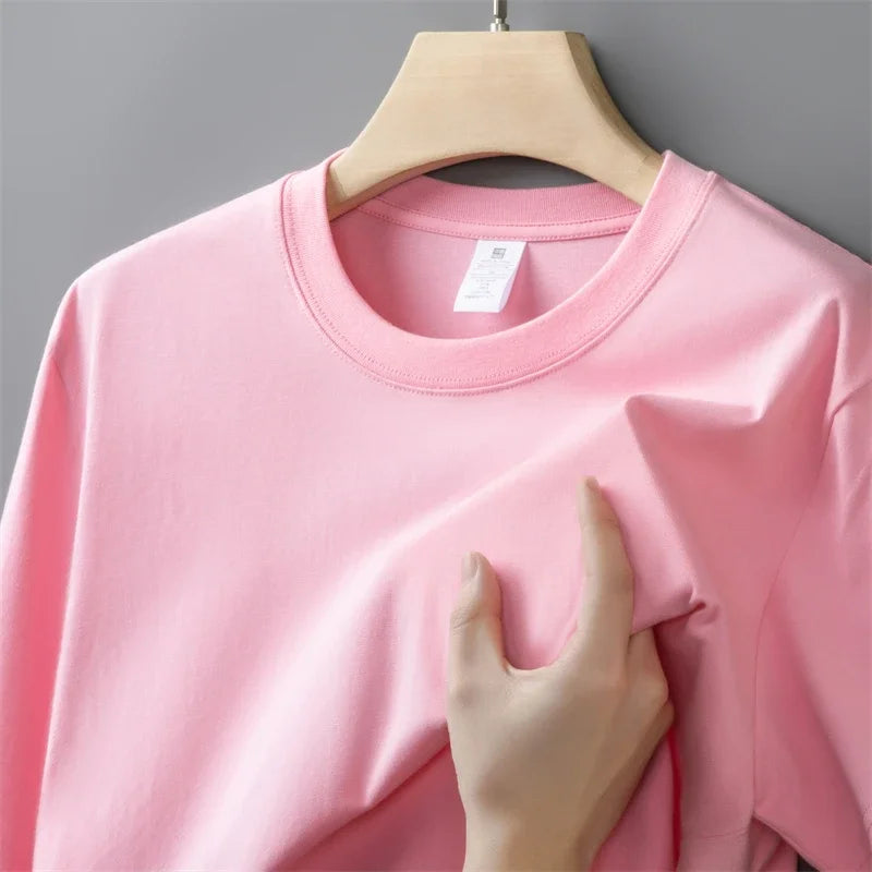 Men's Oversized Cotton T-Shirt - Short Sleeve Casual Crew Neck Top