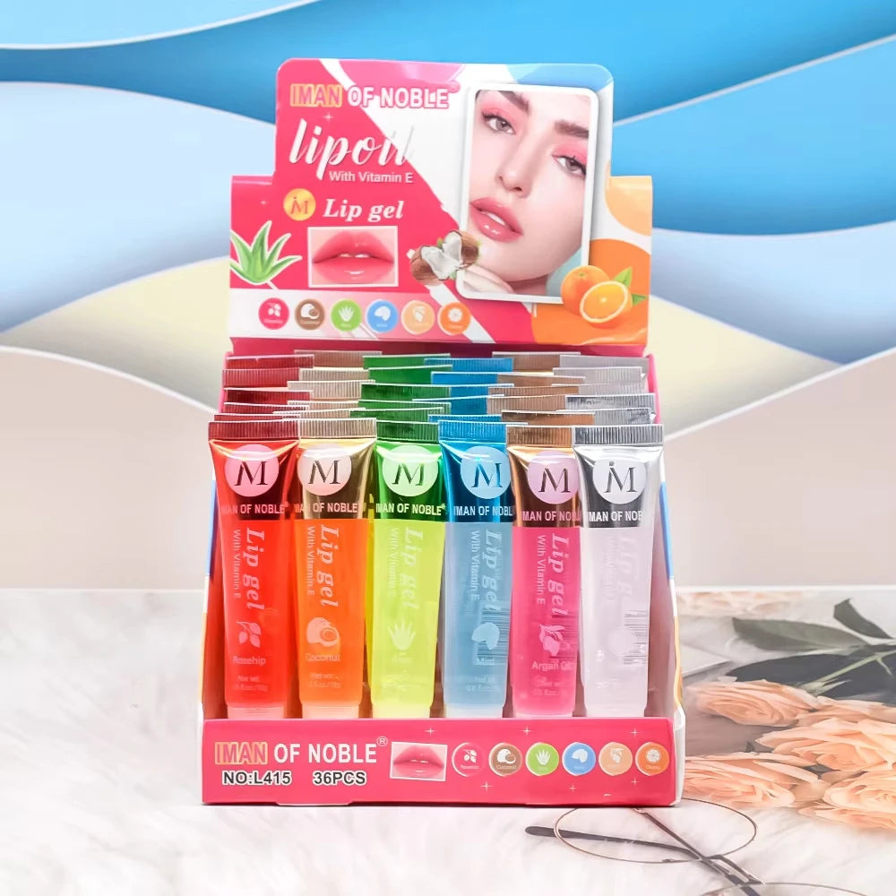 6Pcs Fruit Flavor Lip Oil Set - Moisturizing Plumping Lip Gloss