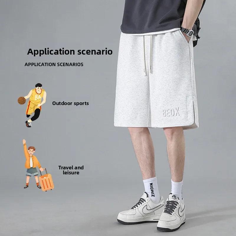 American Style Men's Summer Thin Sporty Loose Fit Casual Shorts Five-Quarter Polyester Fiber Straight Leg Street Style