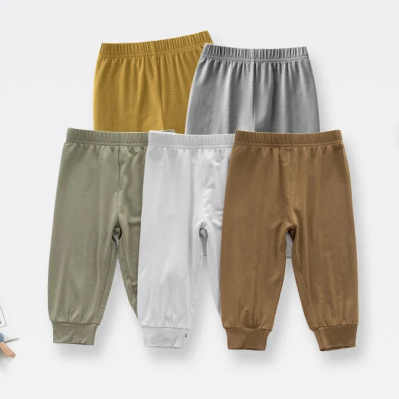 2026 Toddler Baby Bamboo Fiber Summer Pants Solid Boys Girls Casual Clothes 3M-3T Unisex Infant Kids Lounge Pants For Korean