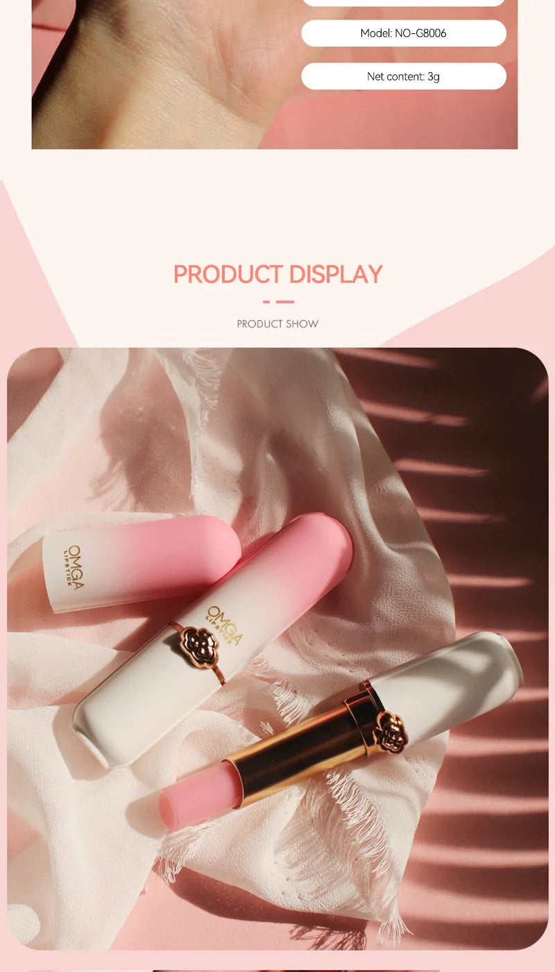 OMGA Color-Changing Lip Balm Jelly Lipstick Moisturizing Waterproof Hydrating Temperature-Sensitive Peach Flavor,Smooth Lips