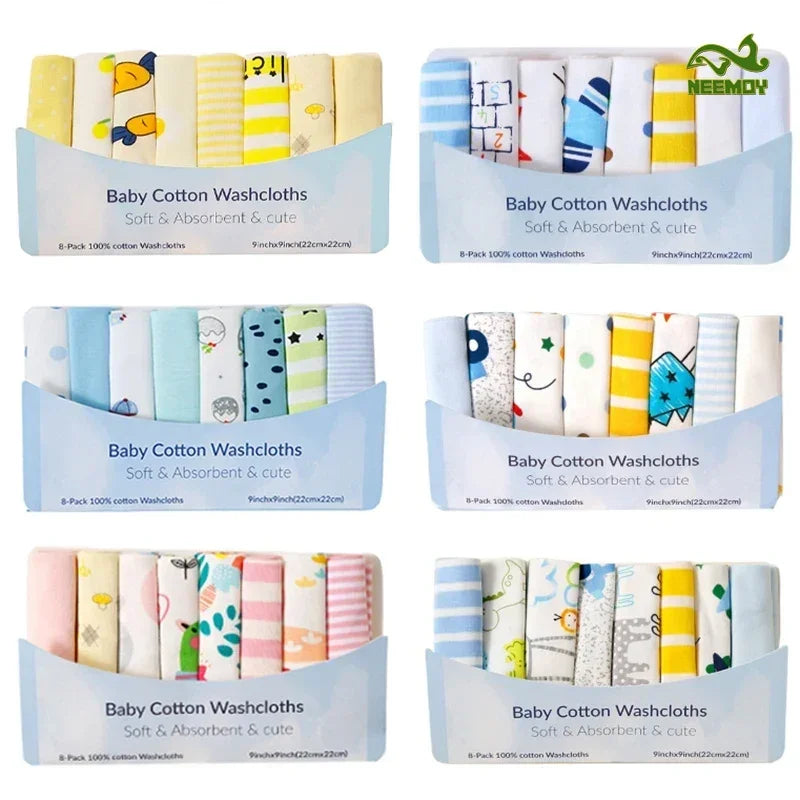 8Pcs Cotton Newborn Baby Towels Set Saliva Towel Nursing Towel Baby Boys Girls Bebe Toalha Washcloth Handkerchief Cloth Wipes