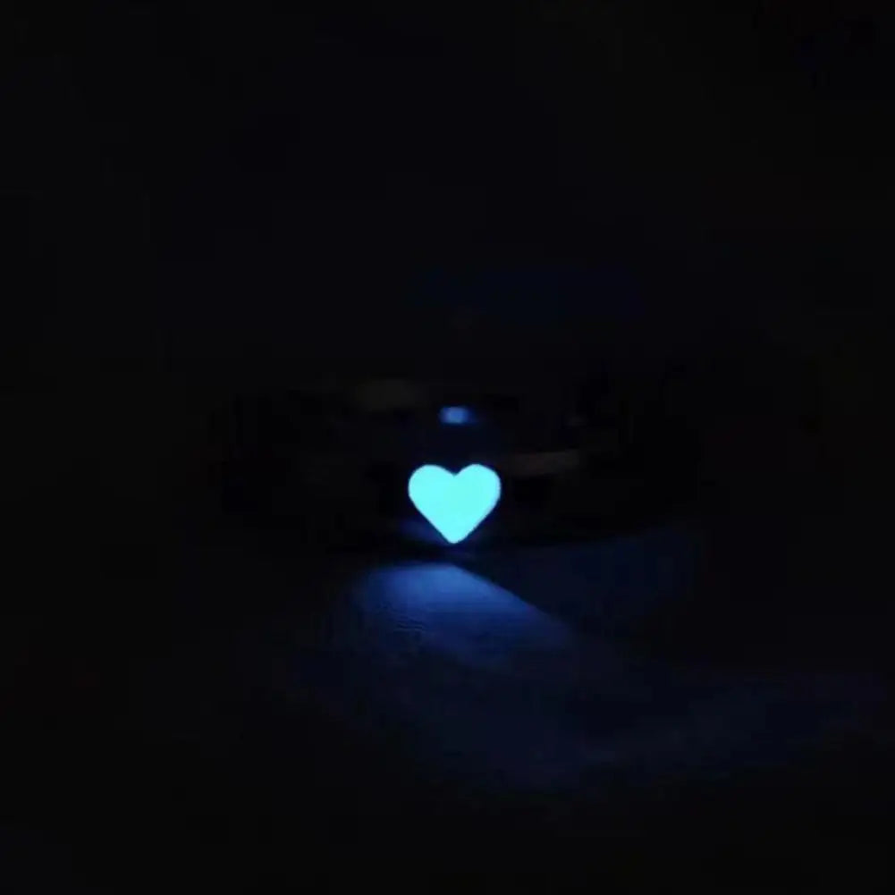 Adjustable Punk Noctilucent Cute Star Heart Love Rings Luminous Glow In The Dark for Men Women Lover Gifts Halloween Party