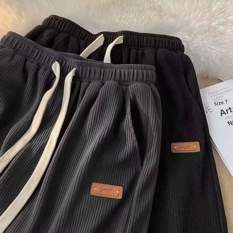 Quick Dry Men's Shorts Summer Label Design Loose Fit Sporty Five-Quarter Pants Unbranded Polyester Fiber Straight Leg Style