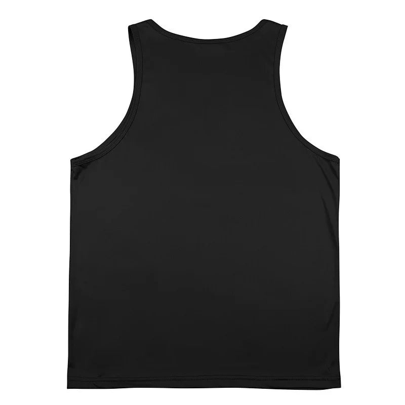 Men's Gym Sports Tank Top Muscle Aesthetic Dry Fast Workwear Polyester Fiber Summer Sport Fit Style Solid Color round Neck