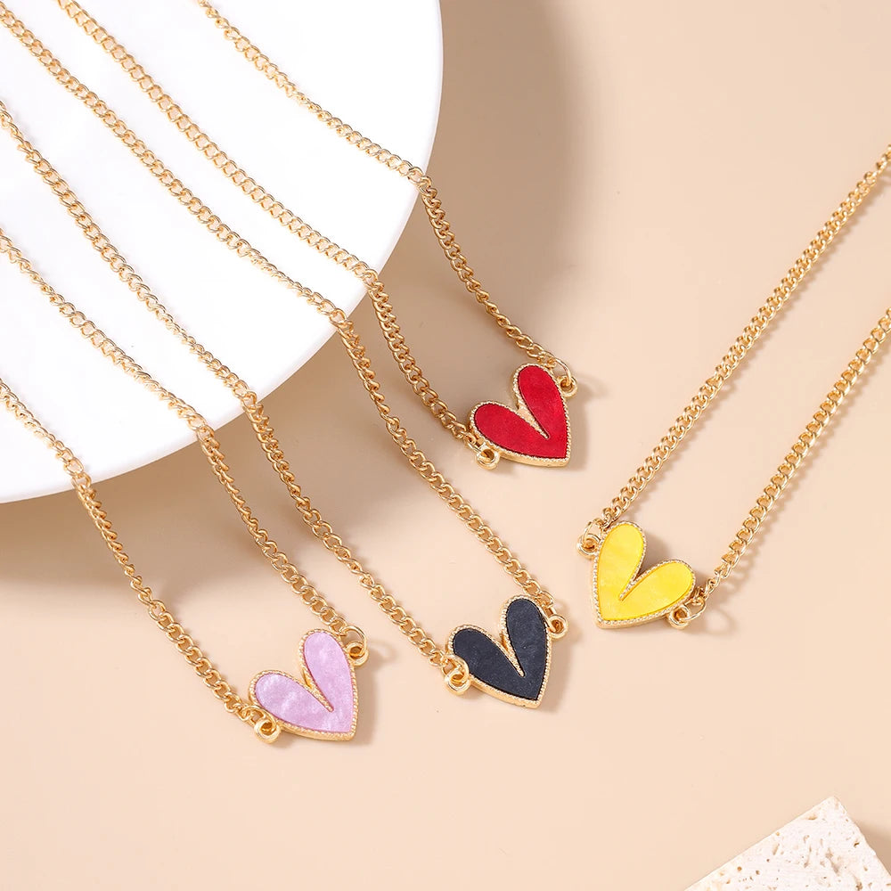Cute Love Heart Pendant Necklace for Women Girls Gold Color Choker Necklaces Chain Birthday Jewelry Gifts