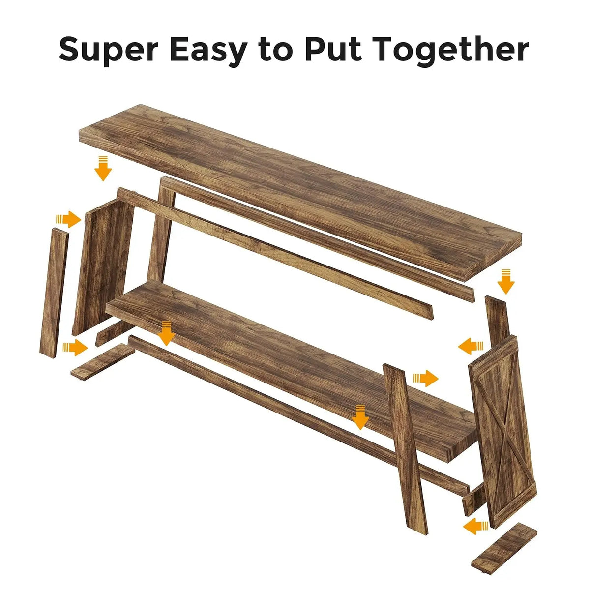 70.87" Extra Long Narrow Sofa Table 2-Tier Entryway Table for Living Room Hallway Entrance Foyer Rustic Brown, Customized
