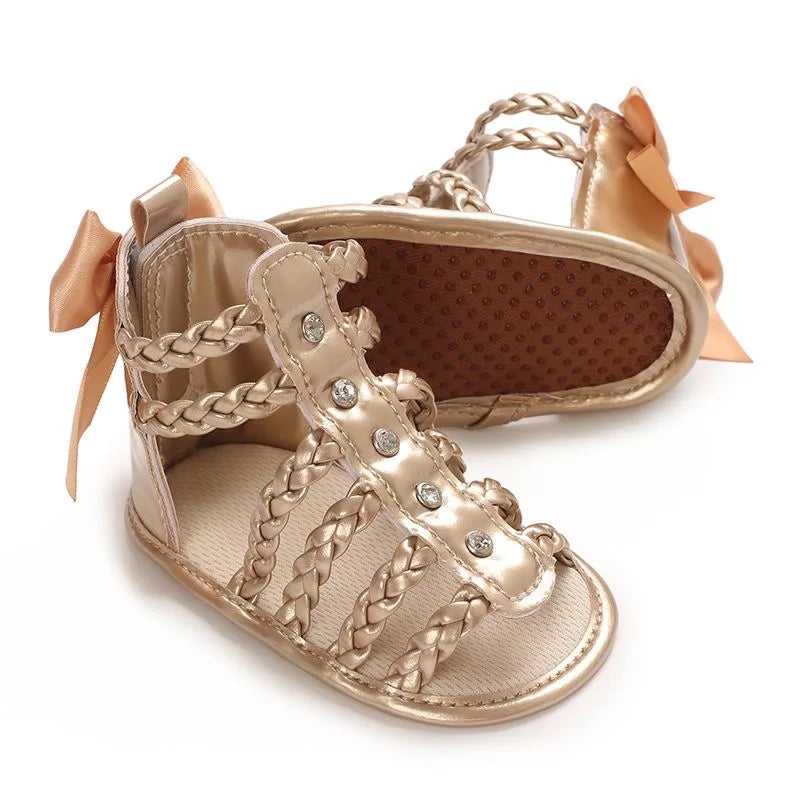 Spring and Summer High-Top Breathable Sandals for Baby Girls 0-12 Months Soft-Soled Toddler Shoes