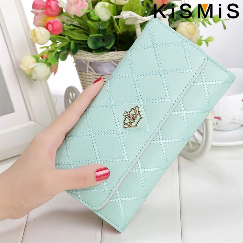 Womens Plaid PU Leather Wallet Long Wallet with Phone Bag Coin Pocket Card Holder Slim Purse