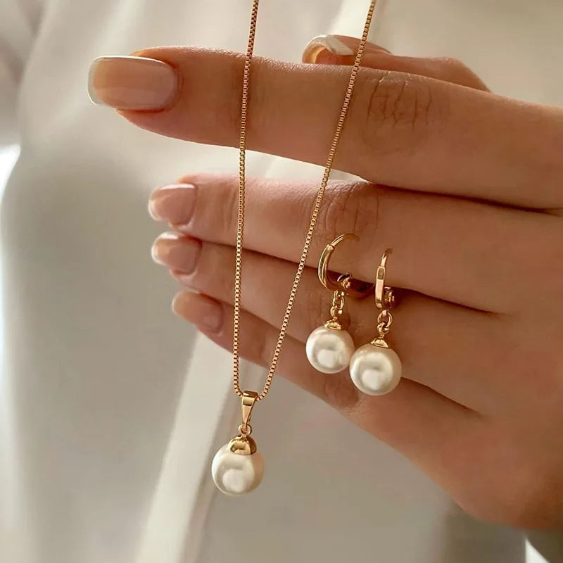 Women'S Fashion Necklace Earrings Set Rhinestone Wedding Accessories Bridal Lady Dangle Earring Pendant Elegant Jewellery Sets