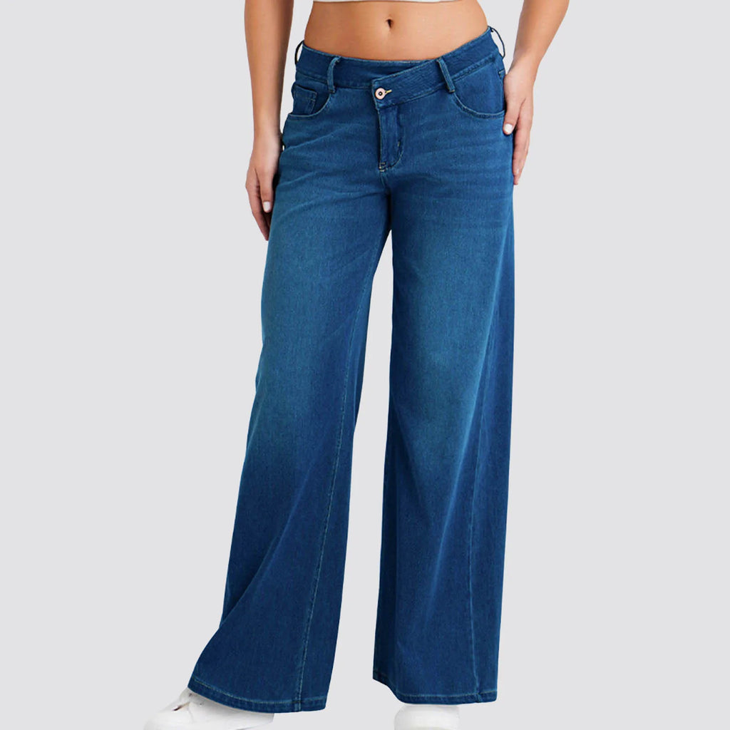 Oversize Baggy Jeans Women High Waist Button Stretch Pockets Loose Straight Blue Black Denim Pants Street Plus Size Casual Pants