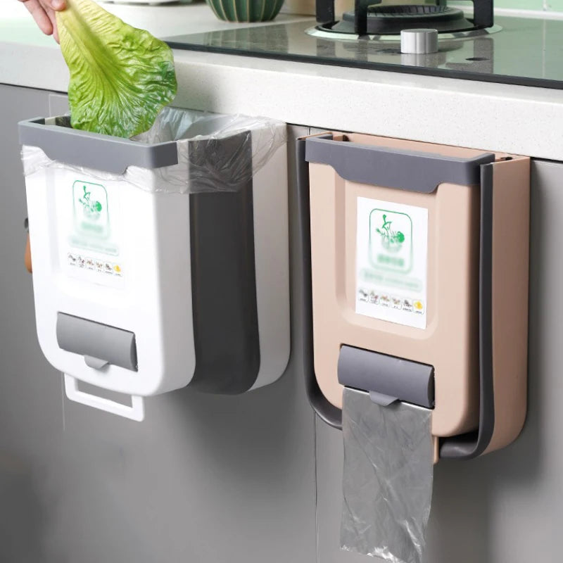 Cubo de basura plegable para cocina, cubo de basura de pared, cubo de basura para puerta de armario de cocina, cubo de basura plegable para vehículos