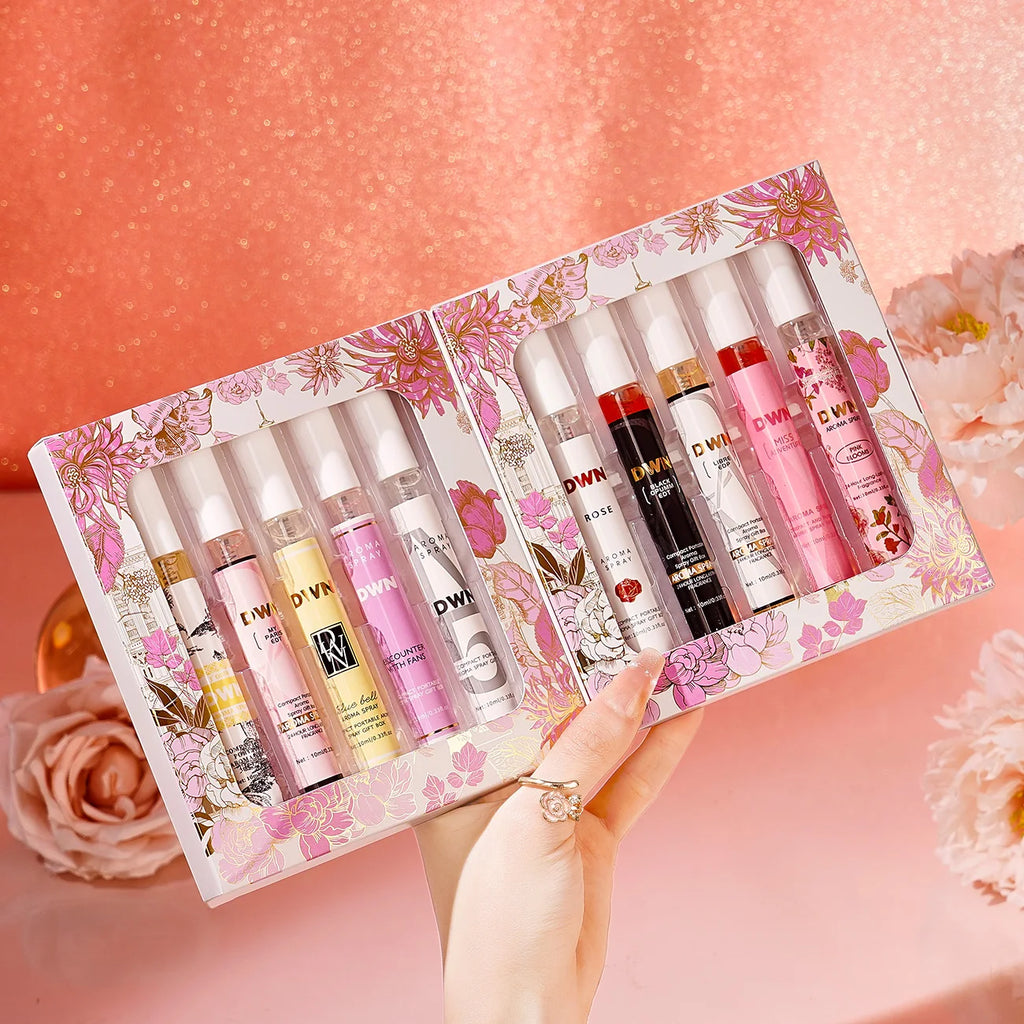 Women's 10PCS Alcohol-Free Fragrances Set, Romantic Floral Scents, Elegant Gift Box, Long-Lasting, Ideal for Daily Use & Gifting