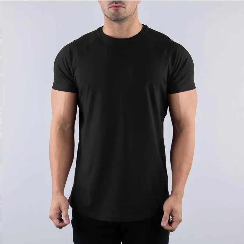 Men'S Summer Skinny Casual T-Shirt Short Sleeve Tee Male Gym Fitness Sport Cotton Tops Man Running Workouts Sweatshirt Clothing