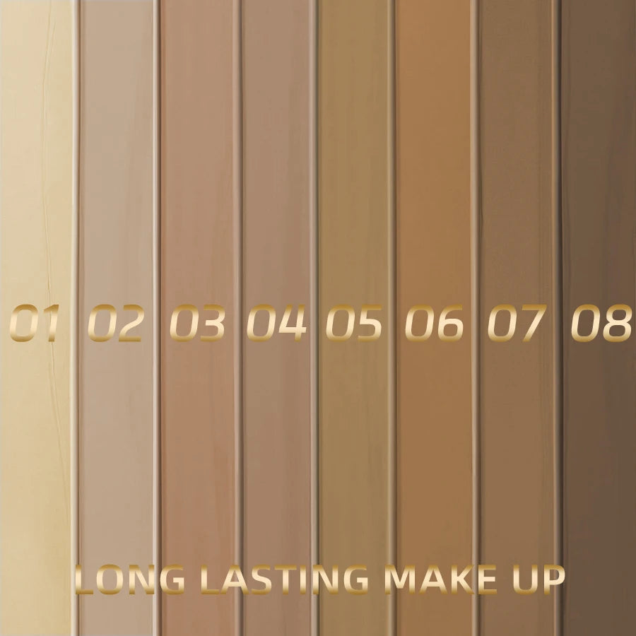8-Color Face Foundation Cream Oil-Control Matte Concealer Waterproof Liquid Full Coverage Nude Base Professional Makeup Products