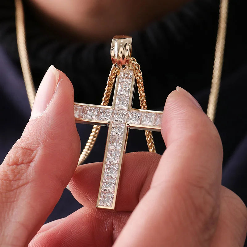 Provence Religion Cross Pendant 14K 18KGold DEF/VS Lab Diamonds Luxury Hip Hop Style Pendant Christianity jewelry Custom