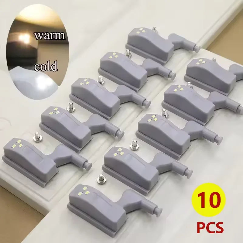 10 Unidades/Set Luces LED para Armario de Cocina, Lámpara de Bisagra Interior para Iluminación de Dormitorio, Armario, Closet, Luces Debajo de Gabinete, Luz Nocturna