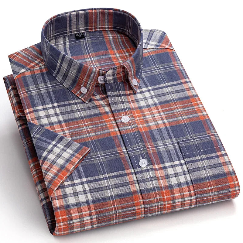 Men's Casual Short Sleeve Shirt - 100% Cotton Classic Fit 7XL