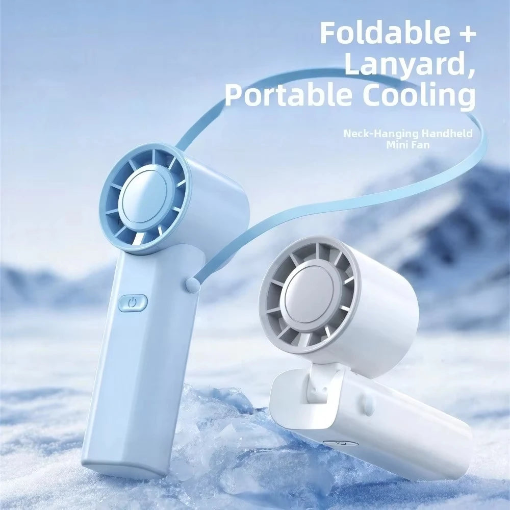 Mini Portable Neck Fan Foldable USB Rechargeable Handheld Fan Hands-Free Cooling for Travel Outdoor Summer