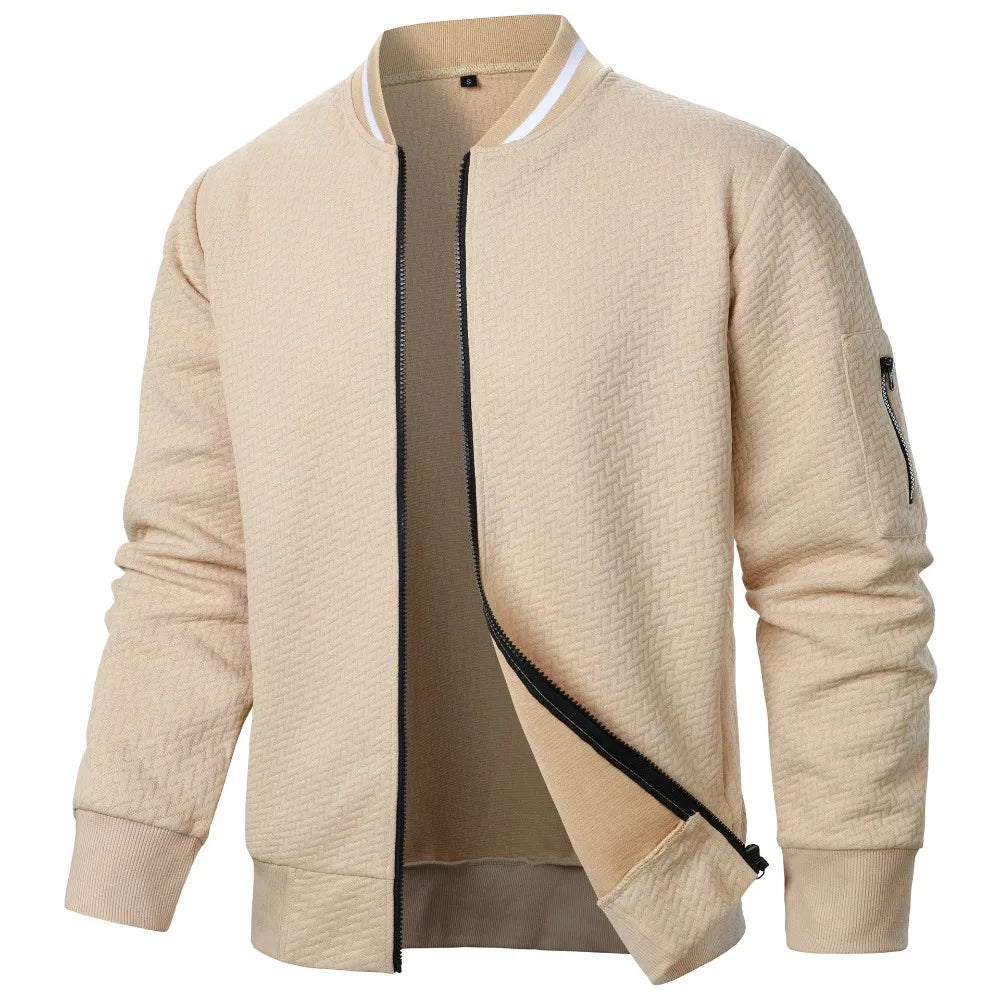 New Men's New Zip Stand Collar Sweatshirt Jacket Men's Casual Jacquard Cardigan Sweatshirts Baseball Jackets Men Clothing