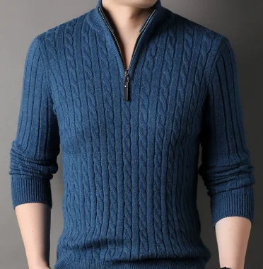 Mens Casual Knit Sweater Premium Warmth With Customizable Fit For Men And Everyday Comfort