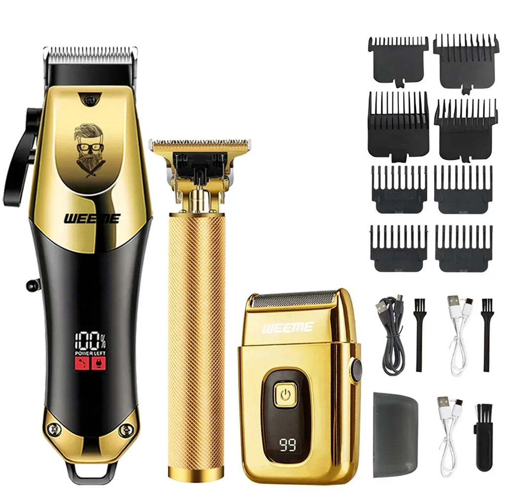 Vintage Men's Electric Hair Clipper Rechargeable Beard Trimmer with Foot Hair Trimmer Kit USB Fast Charging Hair Clipper