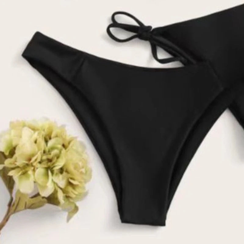 3 Pieces Bikini Set Women Push Up Swimsuit with 2 Bottoms Low & Mid Waist Adjustable Straps Summer Beachwear Bathing Suit