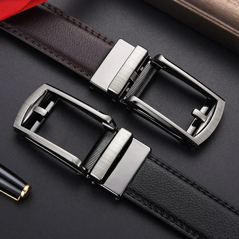 Men's Click Belt Business Luxury Designer Brand Genuine Leather Belts Jeans Automatic Adjustable Alloy Buckle Waist Straps Belts