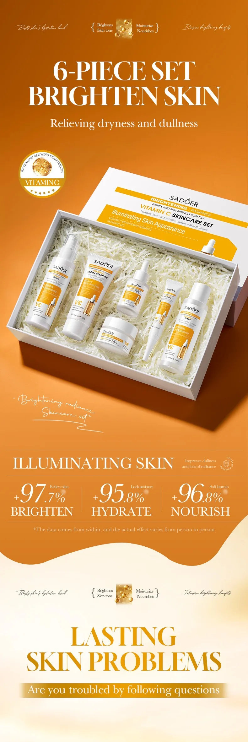 WHITENING VC Collagen Protein Skincare Set - Firming, Lifting Hydrating Face Kit for All Skin Types Skin care