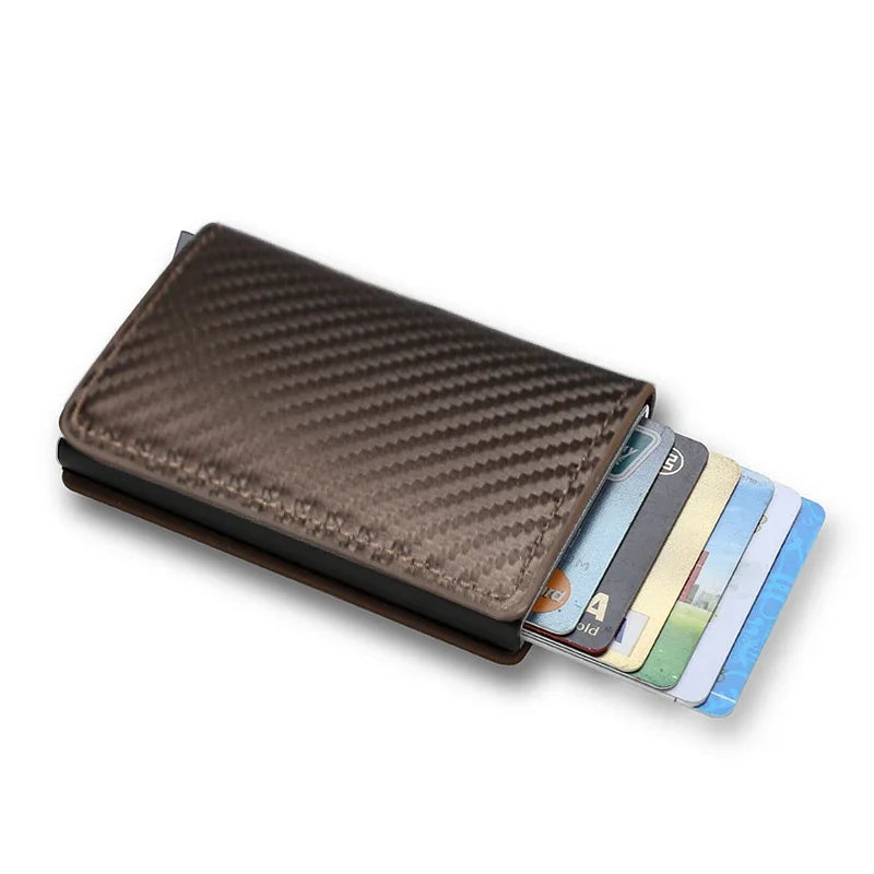 Carbon Fiber Credit Card Holder Wallets Men Brand Rfid Black Magic Trifold Leather Slim Mini Wallet Small Money Bag Male Purses