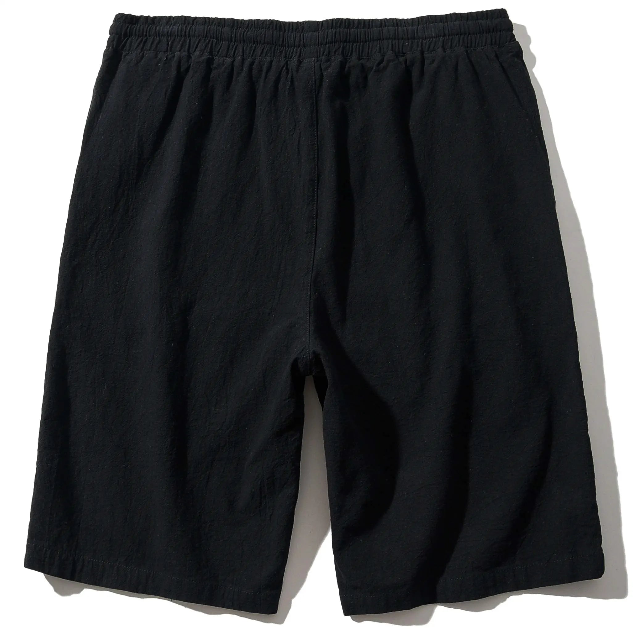 Men Cotton Linen Shorts Summer Lightweight Breathable Casual Beach Style Shorts Basic Solid Color Sweatpants Elastic Waist