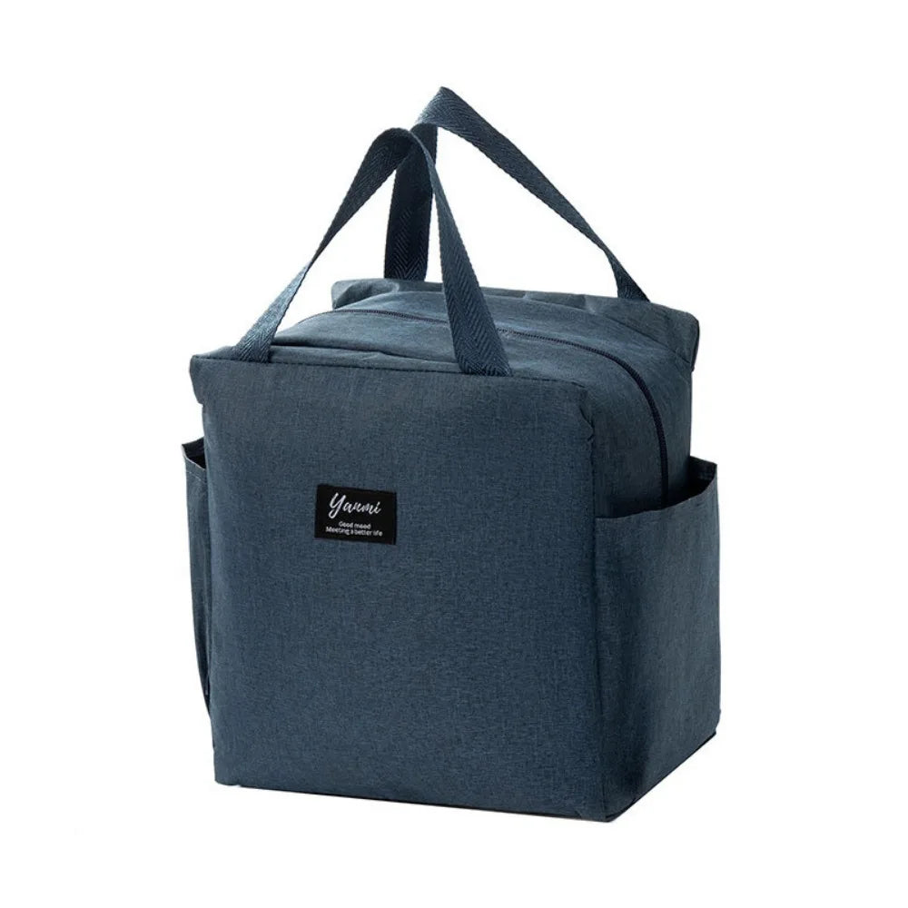 Bolsa de almuerzo portátil con doble bolsillo, lonchera térmica de lona, bolsa de almuerzo escolar, lonchera portátil, almacenamiento de alimentos para picnic