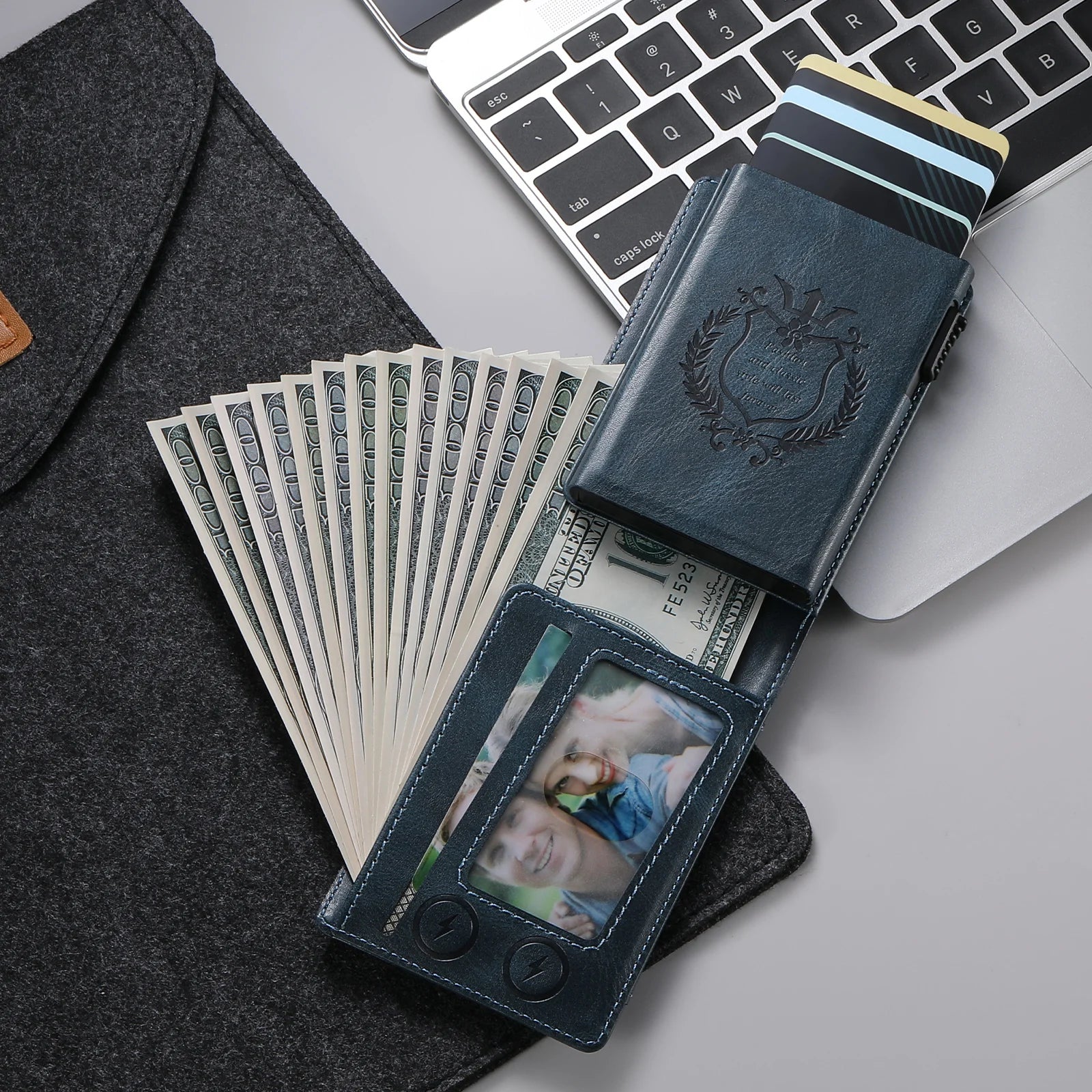 SUTENI Card Slot Wallet Flip Cover Faux Leather Card Box Pressing The Button Automatically Ejects The Card