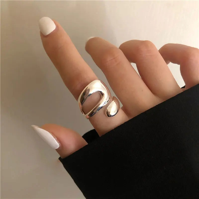 Panjbj 925 Sterling Silver Lines Ring For Women'S Jewelry Finger Adjustable Open Vintage For Birthday Dropship