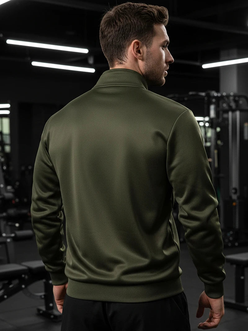 Men's Colorblock Patchwork Sporty Jacket with Kanga Pocket Fall Winter Fleece Lined Warm Long Sleeve Zip Up Coat Outwear Tops