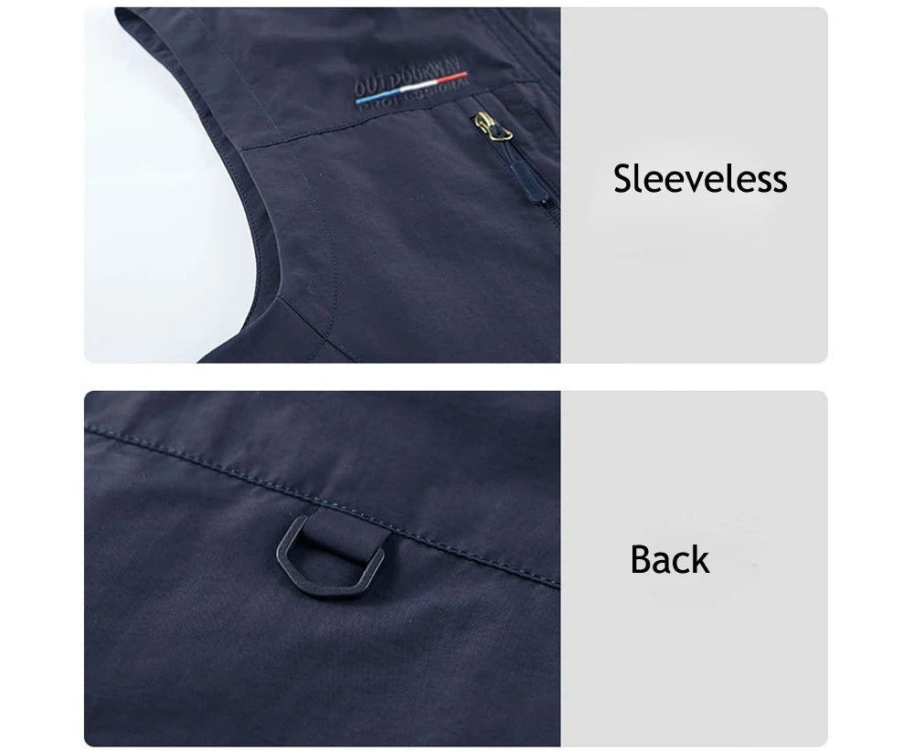DIMUSI Summer Mens Multi-pocket Vests Casual Man Breathable Mesh Vest Sleeveless Jackets Man Outwear Fishing Waistcoats Clothing