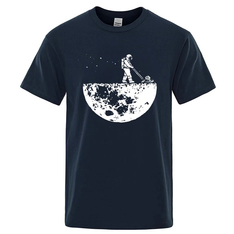 Summer Men T-shirt High Quality Cotton Blend Funny Lunar Cleaner Printing Casual Cool Loose O-neck Male Soft Tshirt Hip Hop Tees