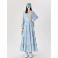 2026 New Streetwear Spring Summer Women's Skirts Vintage High Waist Elastic Patchwork White Black Chic Long Cake A-line Skirt