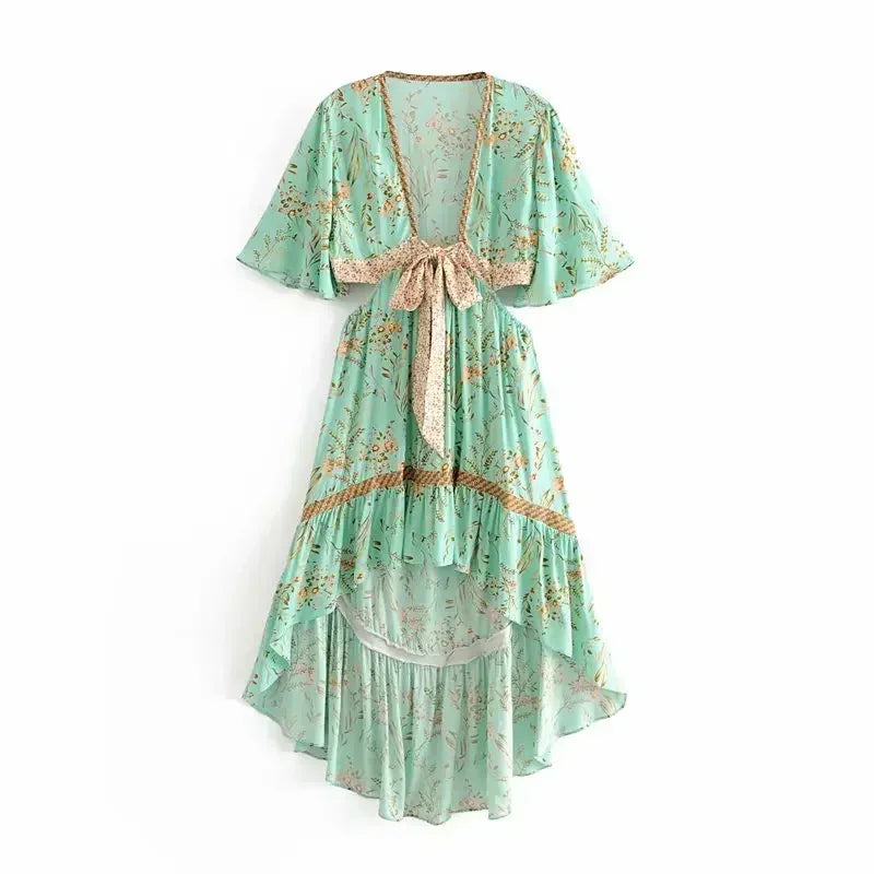 Boho Queens Womens Boho Dress Hollow Out Beach Dress Bohemian High Low Rayon Summer Relaxed Fit Ultimate Vacation